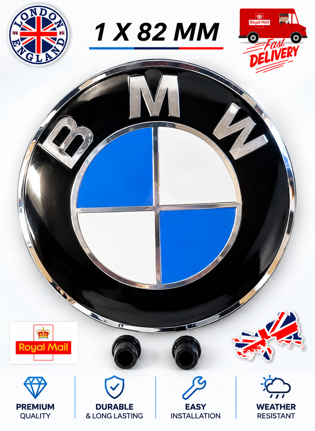 BMW Bonnet Badge 82mm Fits 1 3 5 6 X M E92 E81 E60 M3 51148132375