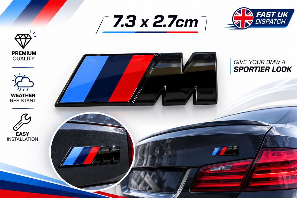 Black M Sport Boot Rear Emblem Sticker Fender Badge for BMW 7.3 x 2.7cm