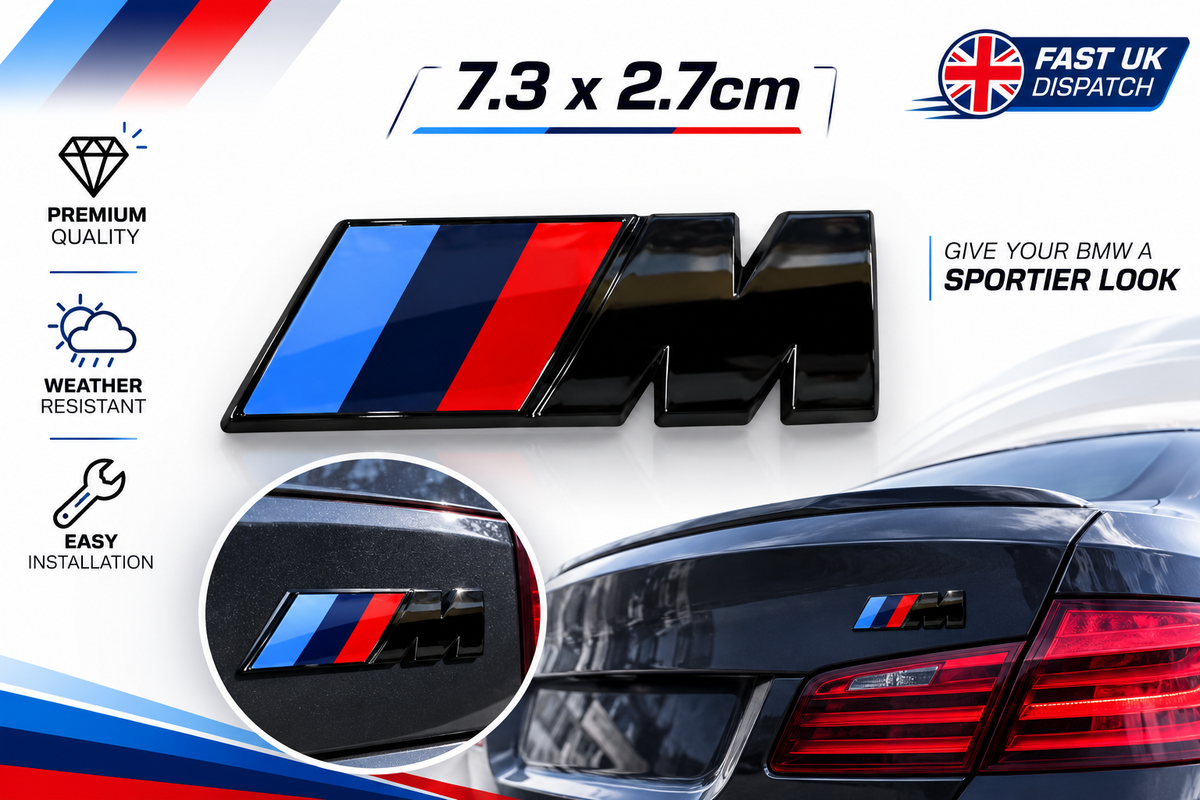 Black M Sport Boot Rear Emblem Sticker Fender Badge for BMW 7.3 x 2.7cm