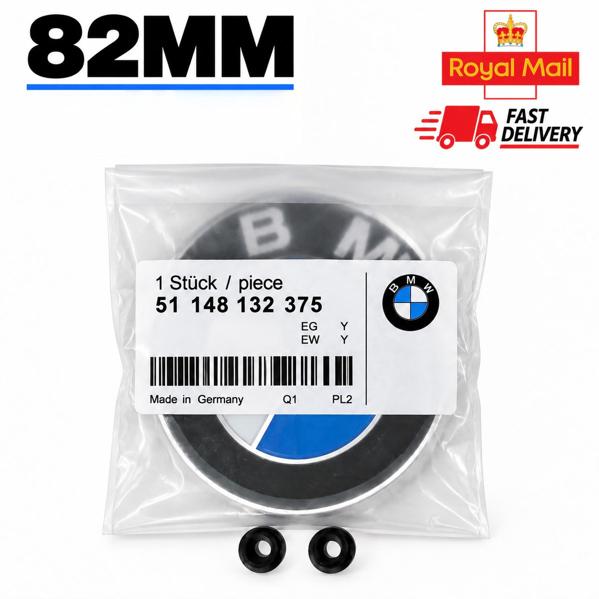 BMW Bonnet Badge 82mm Fits 1 3 5 6 X M E92 E81 E60 M3 51148132375