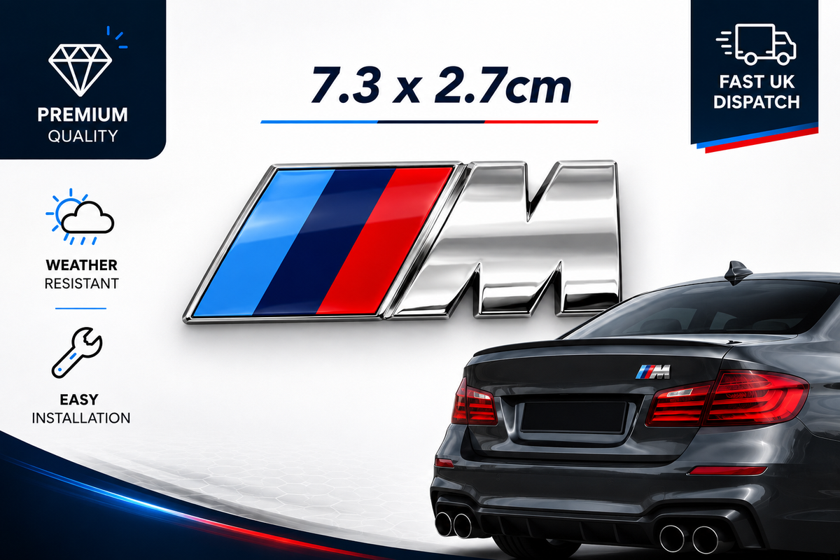 Chrome Silver Rear M Sport Boot Badge Emblem Sticker Fender for BMW 7.3 x 2.7cm