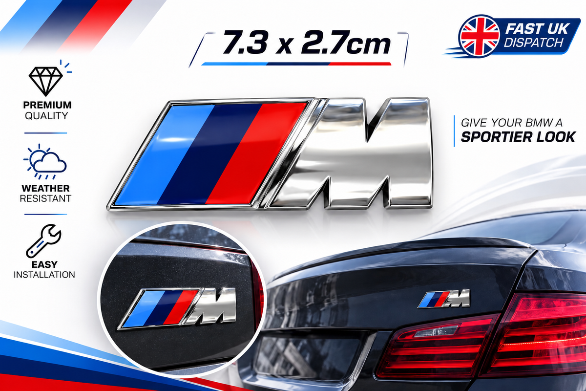 Chrome Silver Rear M Sport Boot Badge Emblem Sticker Fender for BMW 7.3 x 2.7cm