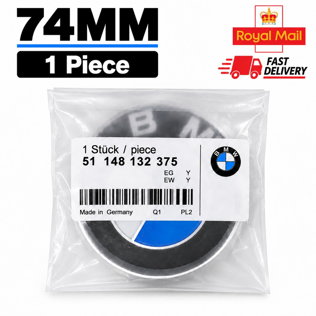 1x BMW 74mm Boot Lid ROUND Rear EMBLEM B FOR BMW - E46 E36 E90 E60 E83 E92 M3 UK