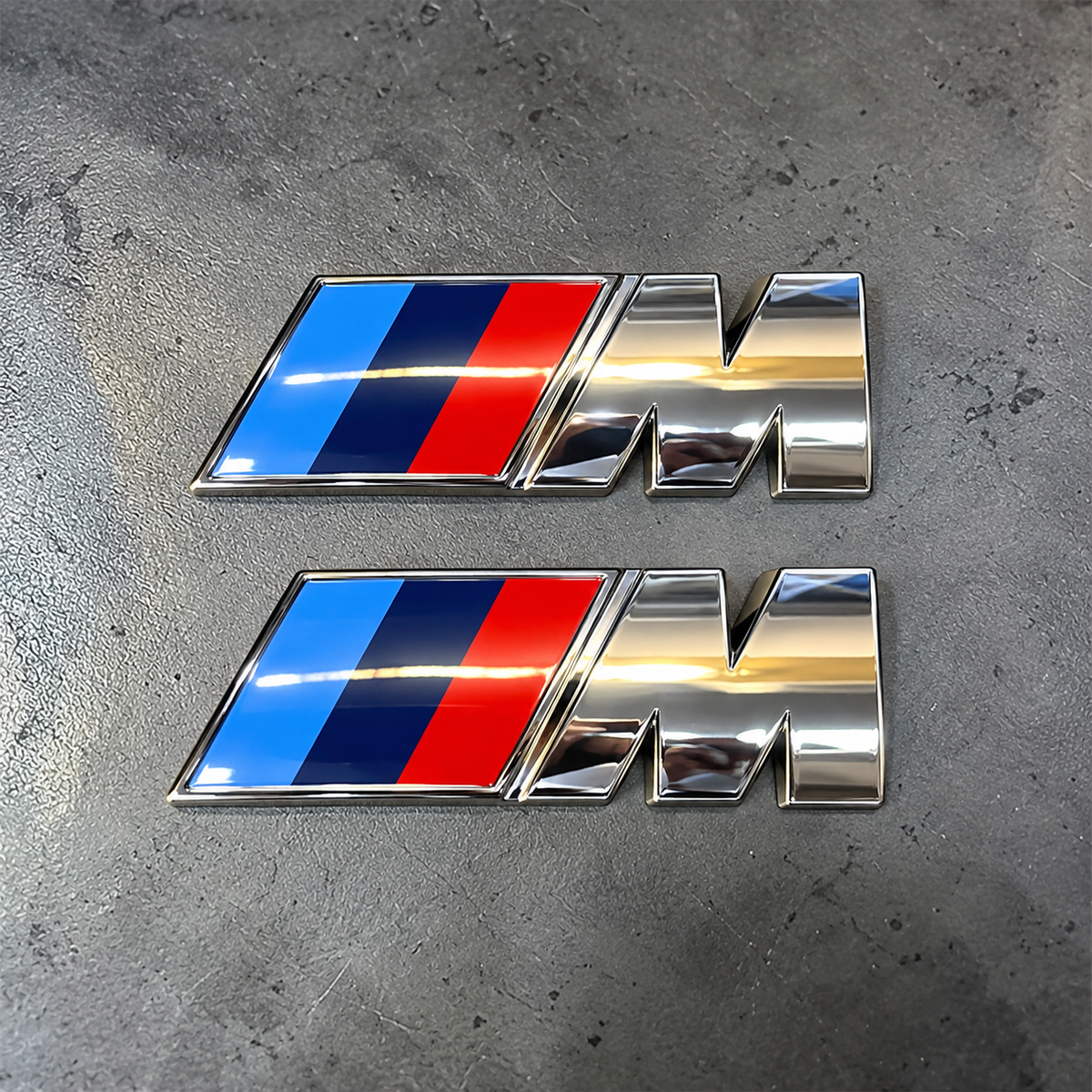 2x BMW M Sport Emblem Chrome Silver Sticker Side Wing Fender Badge 45x15mm