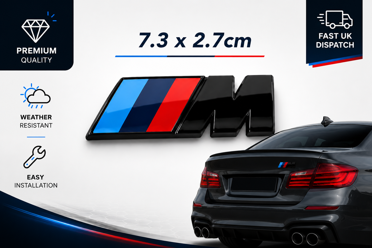 Black M Sport Boot Rear Emblem Sticker Fender Badge for BMW 7.3 x 2.7cm
