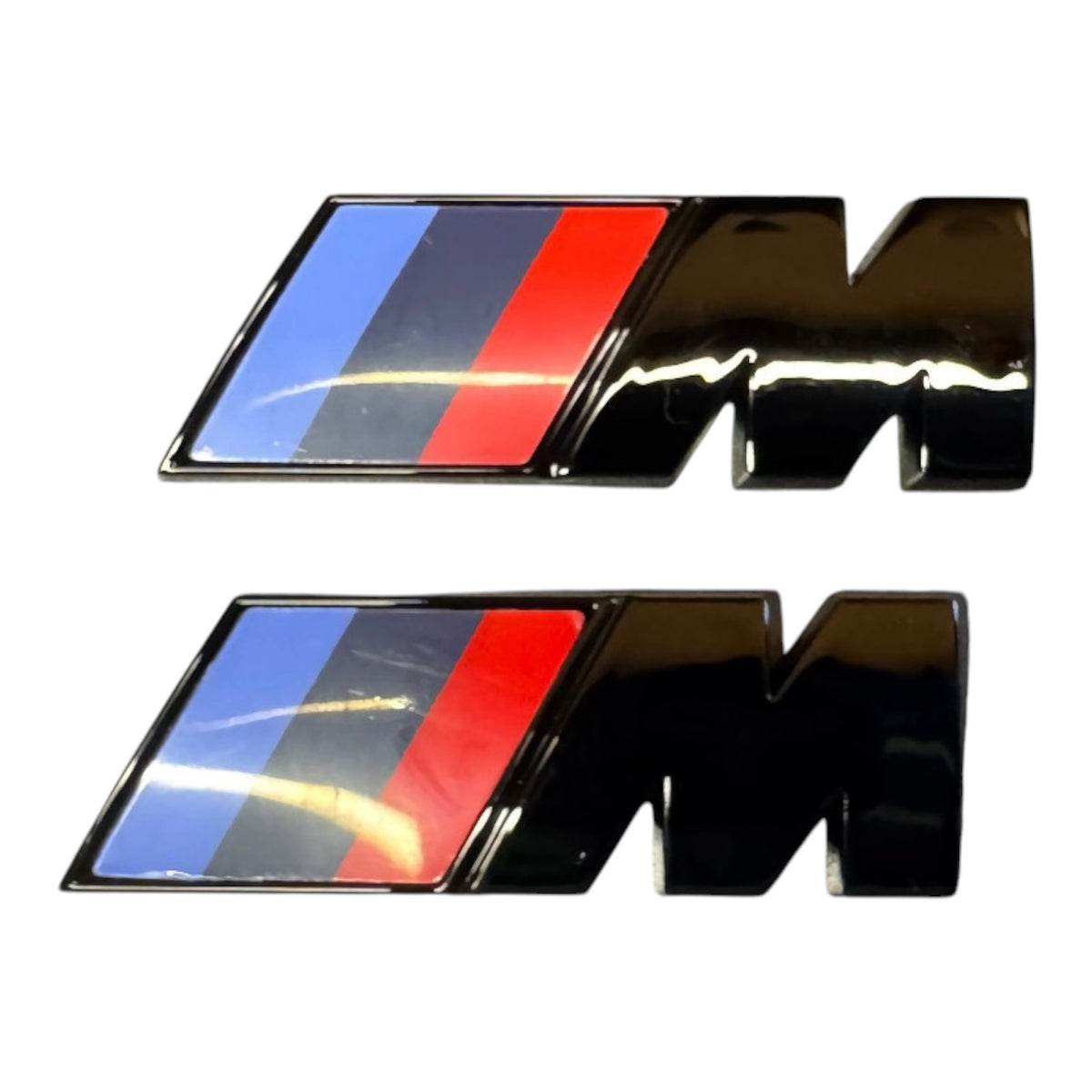 2x BMW M Sport Emblem Gloss Black Sticker Side Wing Fender Badge 45x15mm